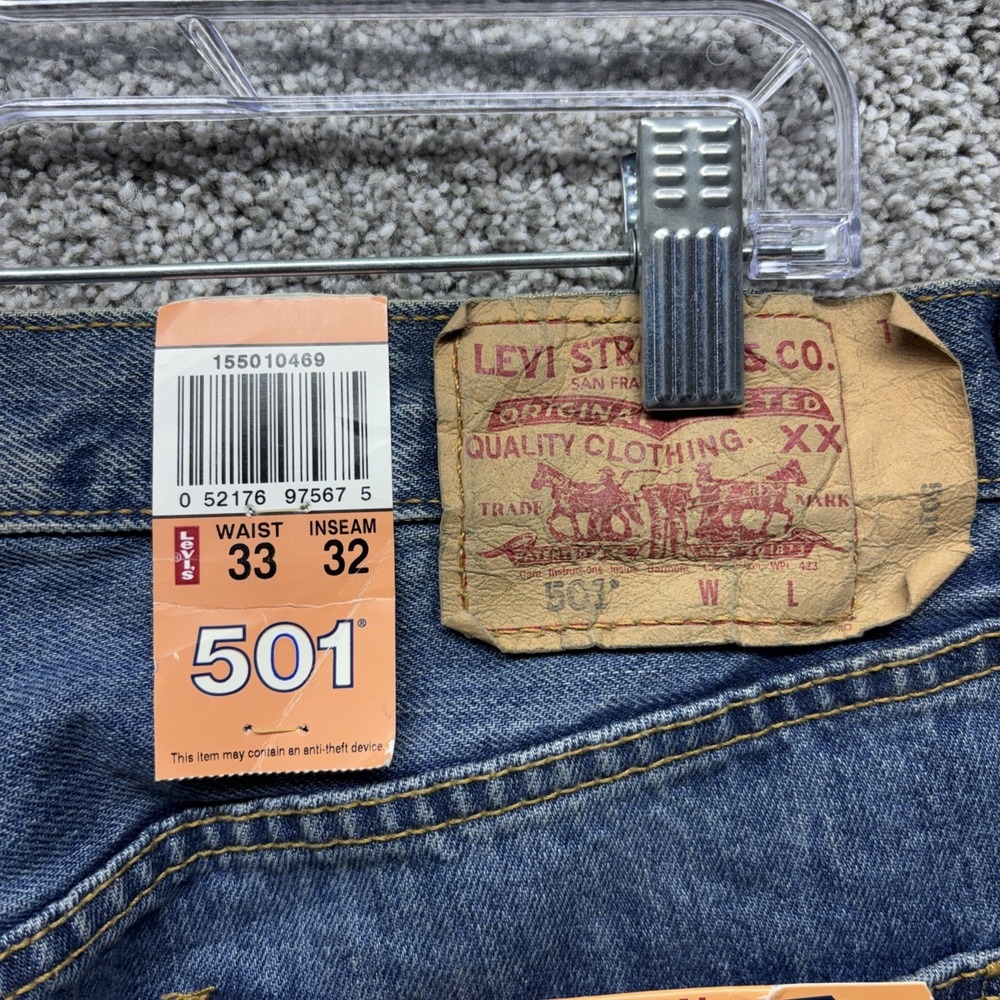 Levi's 501 XX Blue Jeans Men's 33x34 Original Preshrunk Button Fly Deadstock NWT - Picture 5 of 16